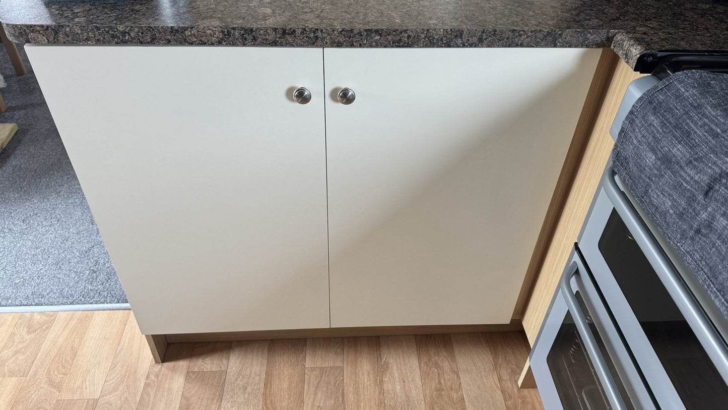 Caravan kitchen replacement doors. Mobile home cupboard doors made to any size.