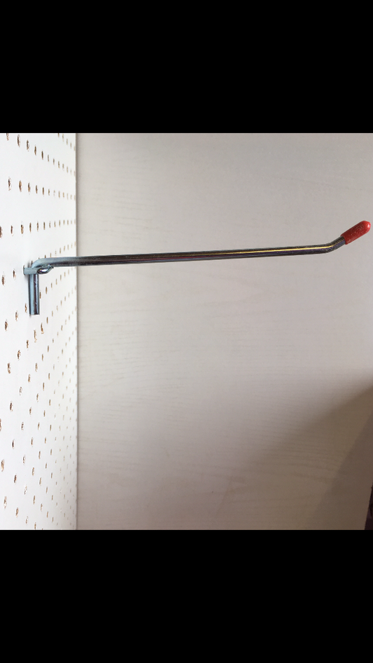 100mm Pegboard hook.  Single prong hook for 6mm Pegboard. Pack of 10. Ideal for storage or display of stock items.