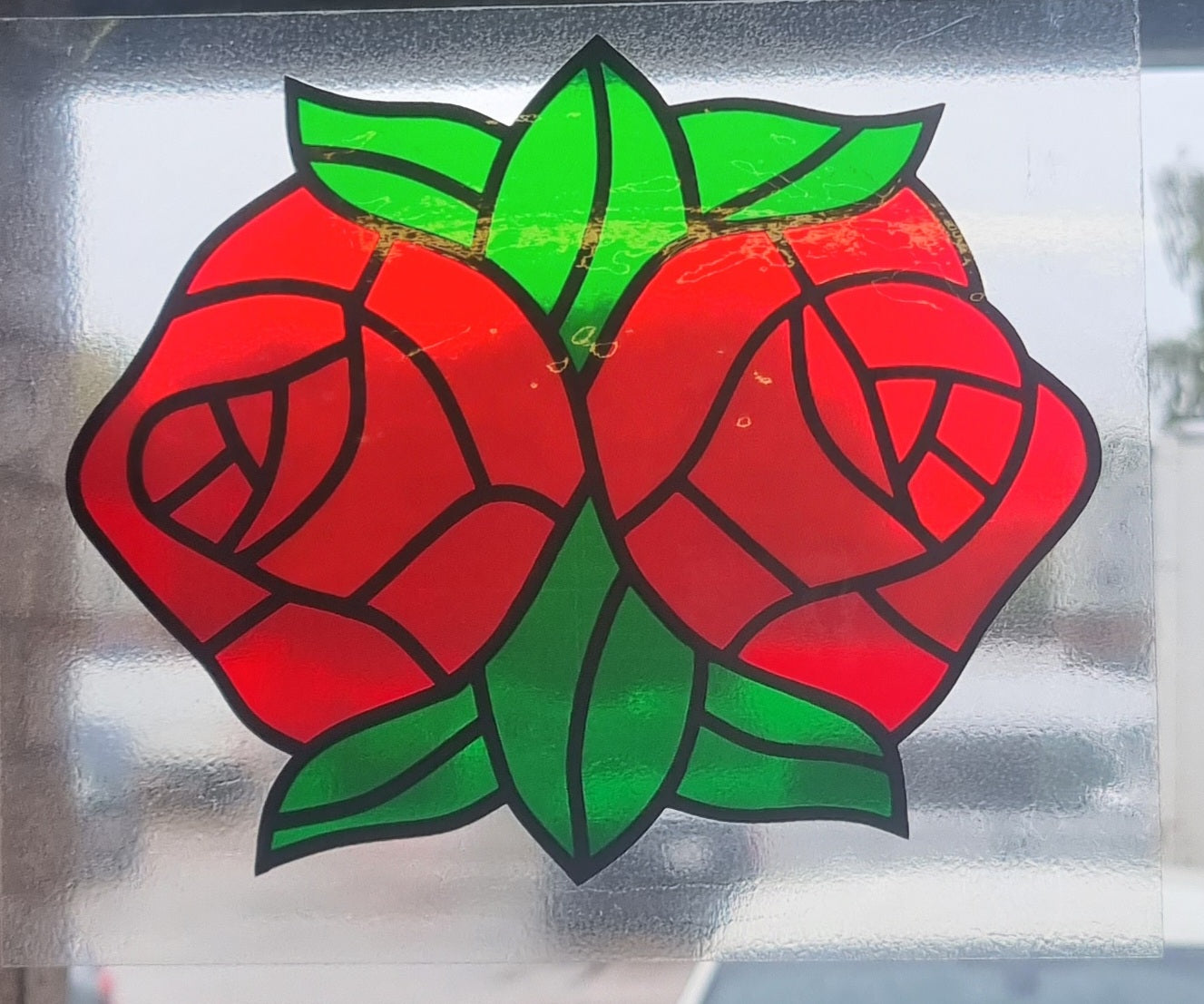 Regalead Stained Glass effect leading fan-lights,Static window clings, pre printed transfers various designs. Window stickers. Glass transfers