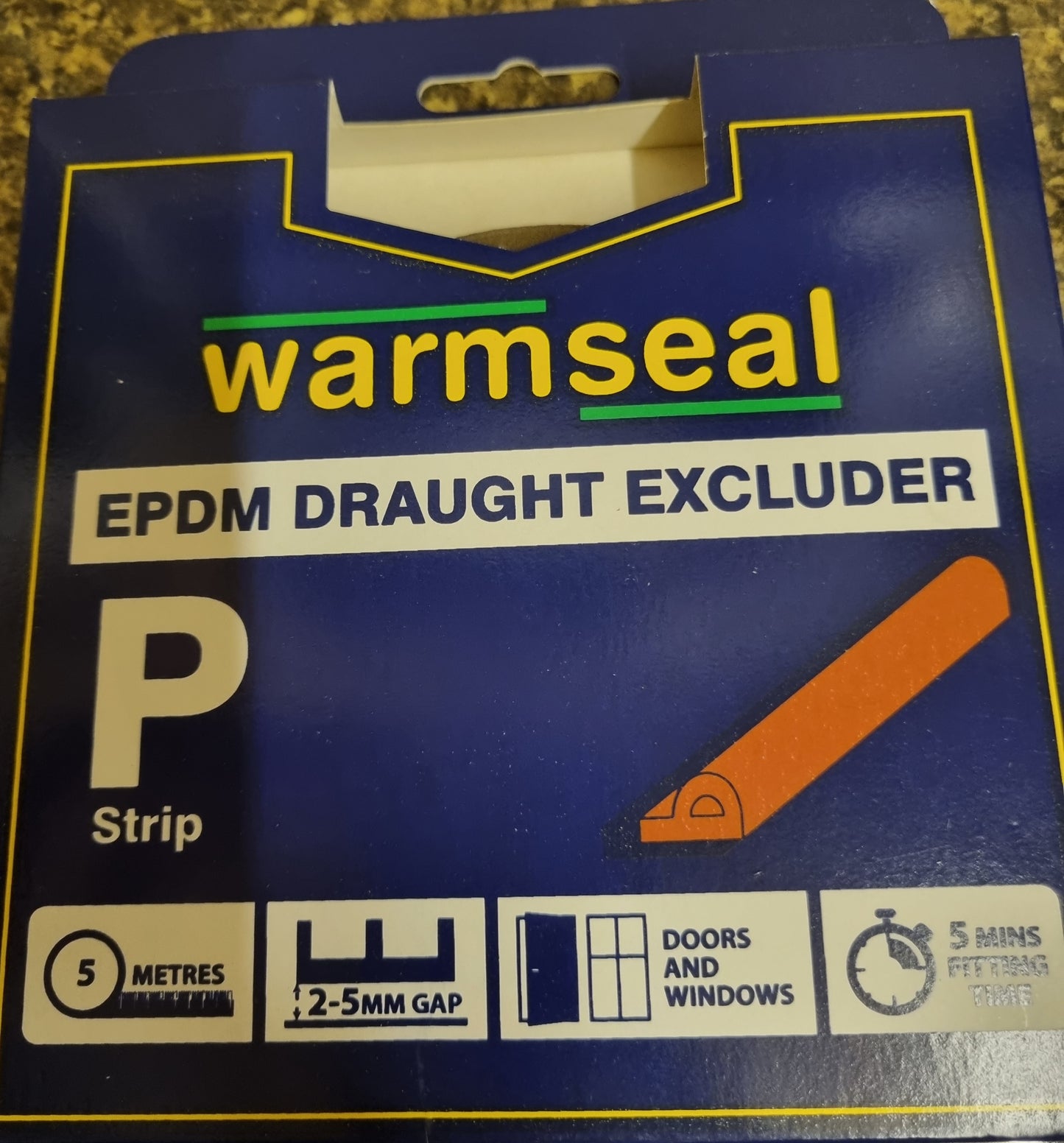 Warmseal P strip EPDM Draught Excluder, 5m White Or Brown, Energy saving Heat seal strip
