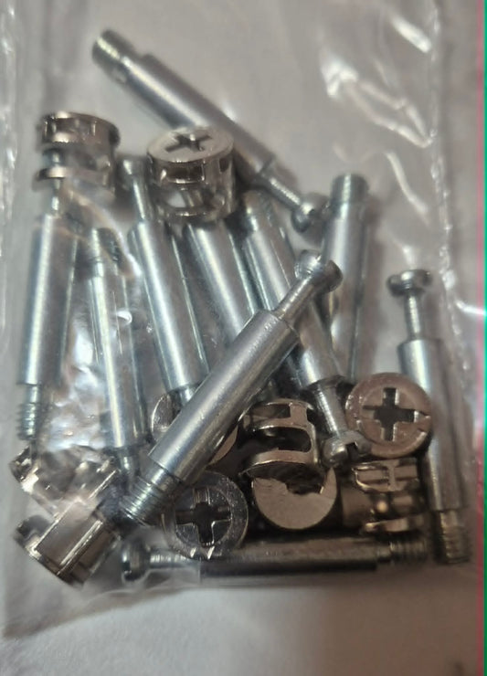Locking Cam & Dowel 12mm. Flat pack furniture fixing for assembly and repair Pack of 10