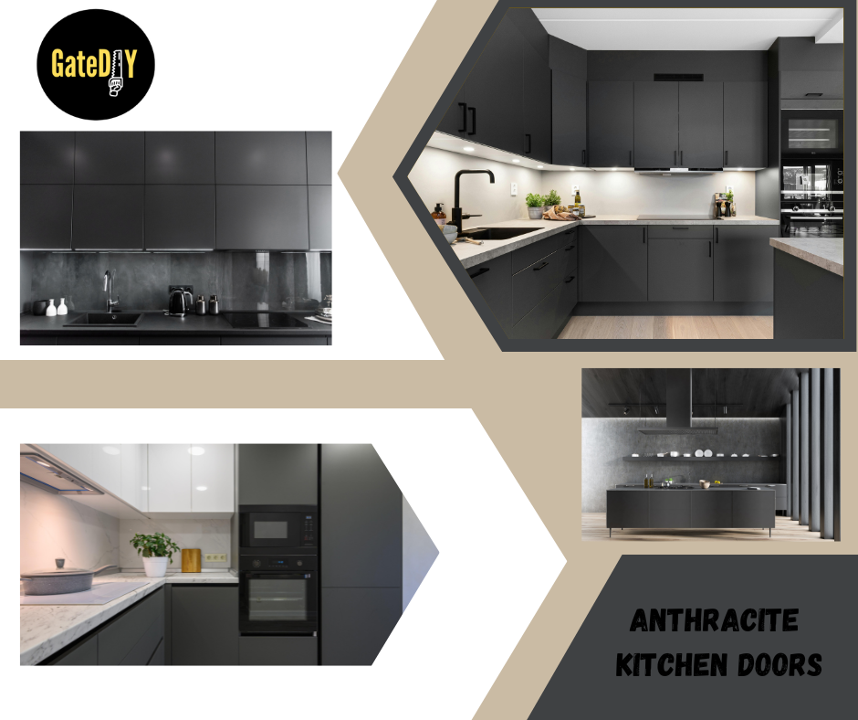 Anthracite kitchen replacement doors. Made to any size. Free UK delivery