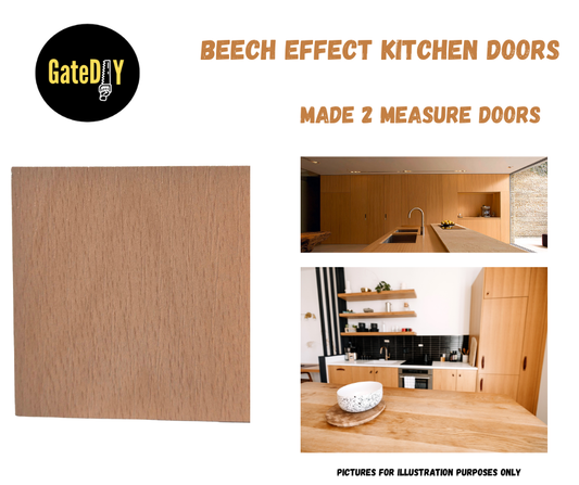 Beech effect kitchen replacement doors. Brand new budget kitchen cupboard doors ideal for a facelift or rental property. Caravan cupboard doors