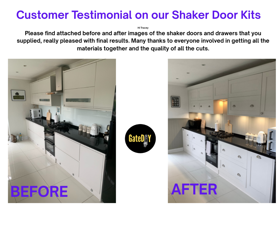 MDF Shaker style kitchen replacement doors. Create your own shaker doors with this ready made kit
