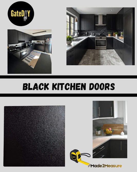 Black Textured kitchen replacement doors. Made to any size. Free UK delivery