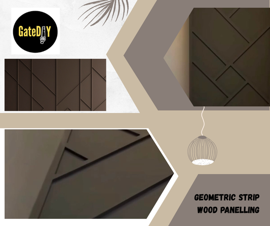 Geometric Modern MDF Strip wood wall panelling kit. Free UK delivery
