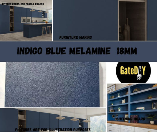 Indigo Blue decorative panels, Kitchen end panel or fascia panel for furniture making. Fast and free uk delivery