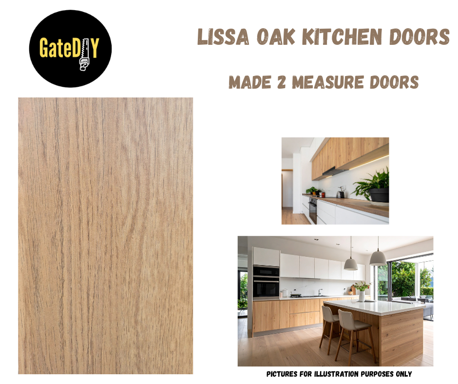 Lissa Oak effect kitchen replacement doors. Brand new budget kitchen cupboard doors ideal for a facelift or rental property. Caravan cupboard doors