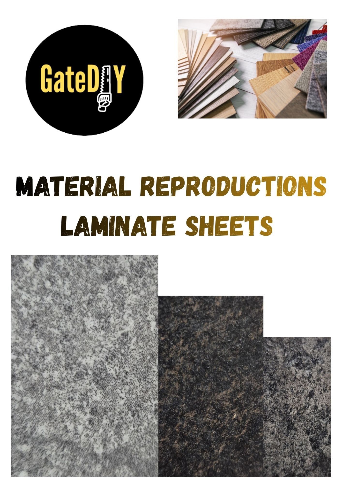 Laminate sheet Material Reproductions. Decorative laminate made to look like various materials like textile and stone
