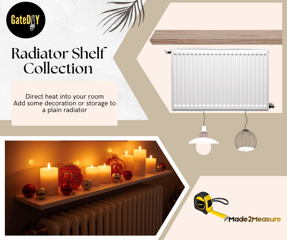 Modern Radiator Shelf and brackets. Defer heat into your room. Can be made to any size
