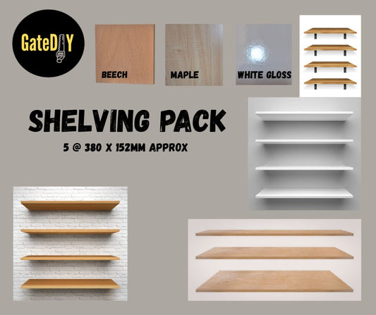 Shelving pack, Storage system shelves. Pack of 5 shelves 380 x 152mm approx.