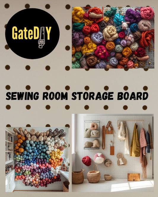 Sewing knitting room, storage and display kit. White 800x600mm including hooks