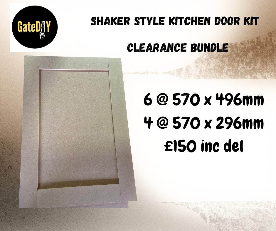 Shaker Style door kit bundle. Off the shelf MDF shaker door kit 6 @ 570 x 496mm doors & 4 @ 570 x 296mm doors