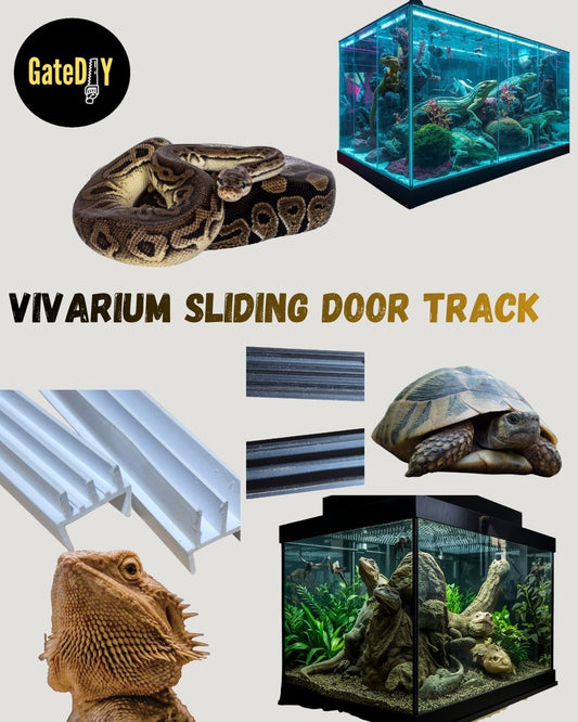 Vivarium sliding door track. Top & Bottom pack for 4mm glass doors and 15mm boards. Black or White