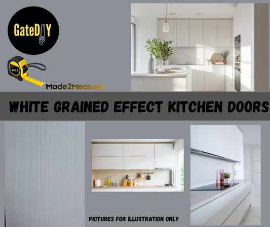 White grained effect replacement kitchen doors . Made to any size. Free delivery