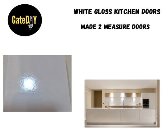 White gloss kitchen replacement doors. Brand new budget kitchen cupboard doors ideal for a facelift or rental property