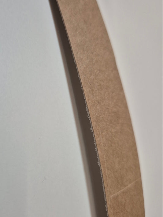 Paintable iron on edging tape for MDF or melamine boards. 22mm wide can be trimmed to size.
