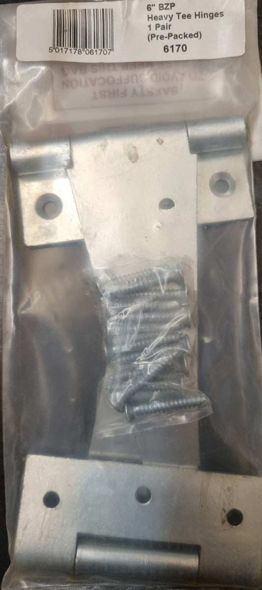 6" Heavy Tee Hinge, Garden Gate Hinge, Heavy duty external hinge 1 Pair