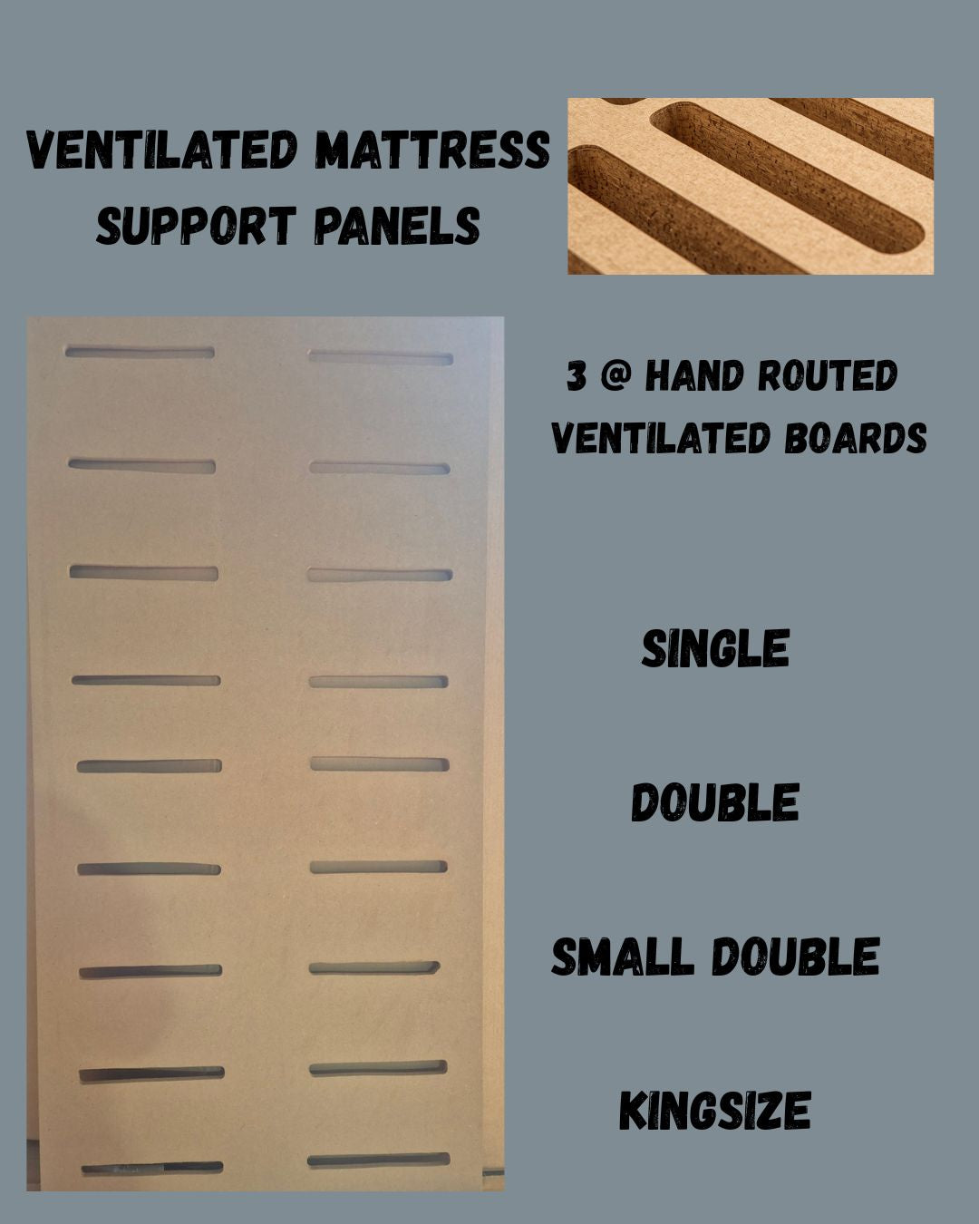 Ventilated Mattress support panels, Bed base re-inforcement kit. Repair or support your existing bed base.