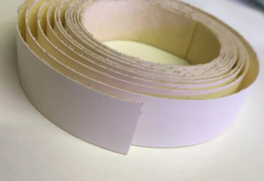 White 50mm iron on edging tape, Pre-glued melamine edging tape to finish off raw edges on chipboard. Fast and Free delivery