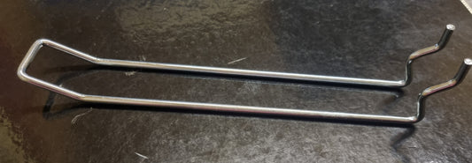 Euro pegboard hook, various sizes. hanging space suitable for both 3mm and 6mm pegboard. Squared design.