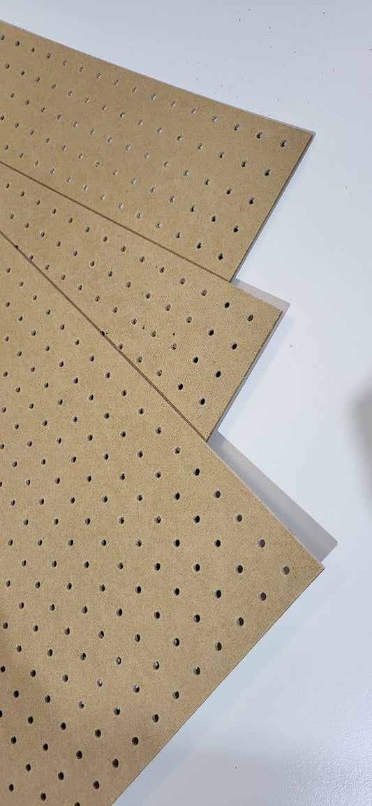 Pack Of 3 600x600mm Pegboard Sheets 3.5mm Thick 18mm Hole Centres