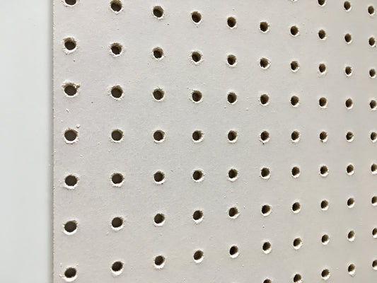 White Painted Pegboard Large sheets 1200 x 1200mm. Available in 2 thicknesses
