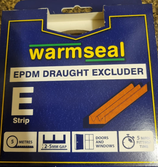 Warmseal E strip EPDM Draught Excluder Brown 5m length, Heat and Energy saving Home Insulation