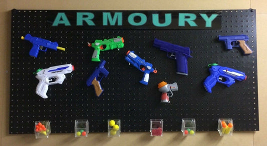 Black Painted Nerf / Toy Gun hanging, storage kit, Armoury Kit 2 size options
