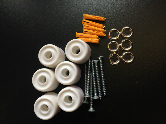 Pegboard fixing kit, spacer kit for wall mounted display boards. Pack of 6 fixings.
